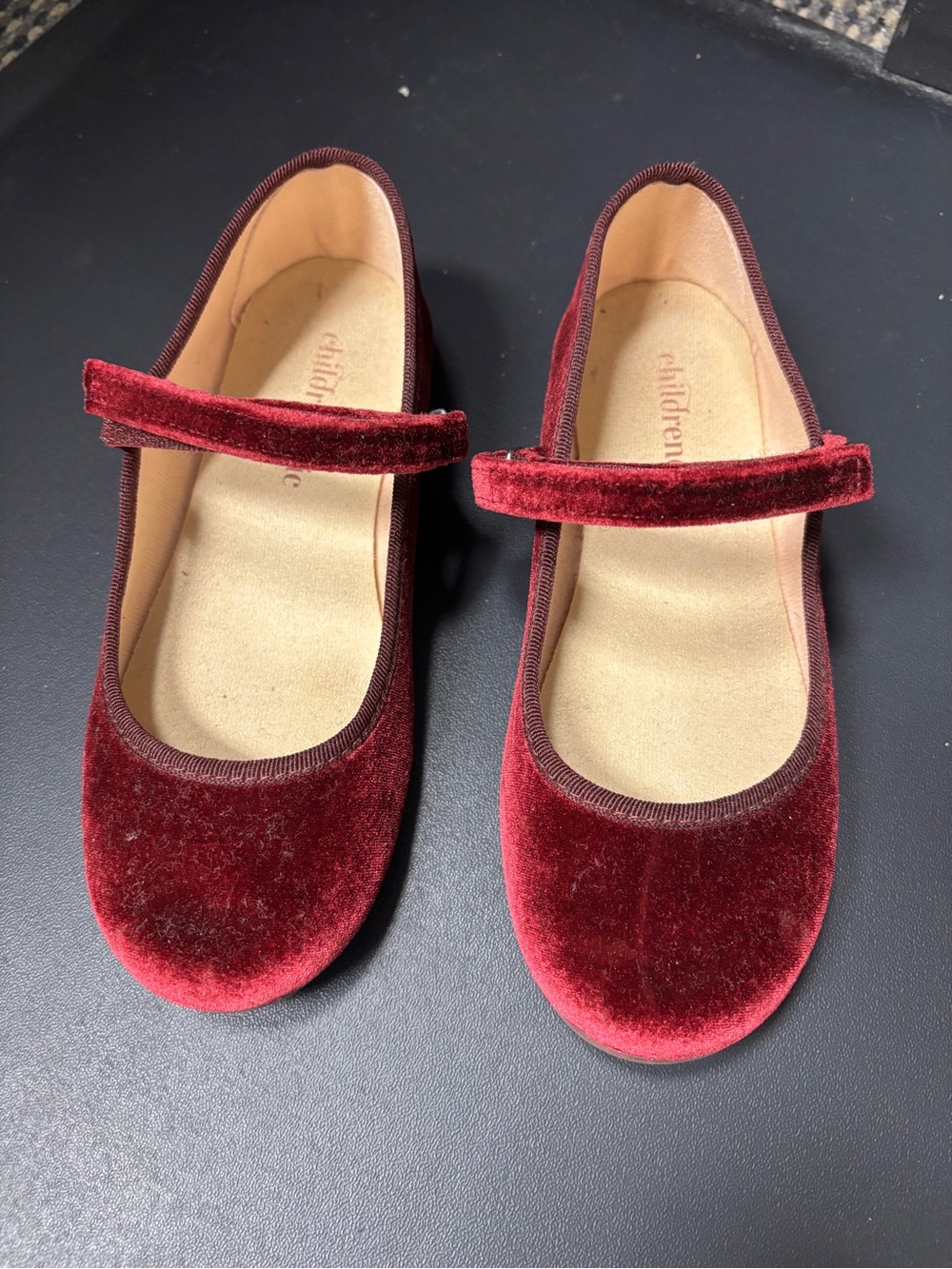 Childrenchic Velvet Mary Jane Shoes - Burgundy